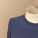 Maglia Kangra Girocollo in Cotone Blu Texture Bouclé - Taglia 52
