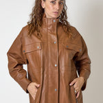 Giacca vicolo in Vera Pelle Cognac, immagine 5