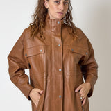 Giacca vicolo in Vera Pelle Cognac, immagine 5