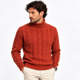 Dolcevita Uomo Daniele Fiesoli in 100% Lana Merino Extrafine a Trecce – Terracotta