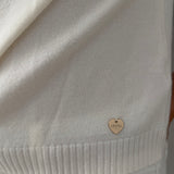 Cream round-neck cardigan with buttons