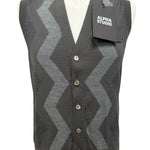 Alpha Studio – Gilet in Lana Merinos Extrafine con Motivo a Zig-Zag – Grigio Scuro, immagine 3