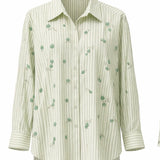 One-size striped shirt with handmade embroidery