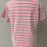 Pink striped stretch cotton polo shirt