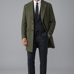 Manuel Ritz – Cappotto Monopetto in Misto Lana con Pin Rever – Verde Militare