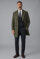 Manuel Ritz – Cappotto Monopetto in Misto Lana con Pin Rever – Verde Militare