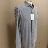 Xacus Active Shirt White and Blue Striped - Tailor Fit - Collar 42 (XL)