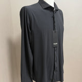 Yes-Zee Camicia Slim Fit in Tessuto Tecnico Stretch Nero