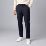 Pantalone Berwich Gessato "Spiaggia" in Misto Lana Stretch Blu Navy