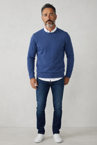 Filippo De Laurentiis Merino Wool and Cashmere Crewneck Sweater – Ink Blue (Size 48)