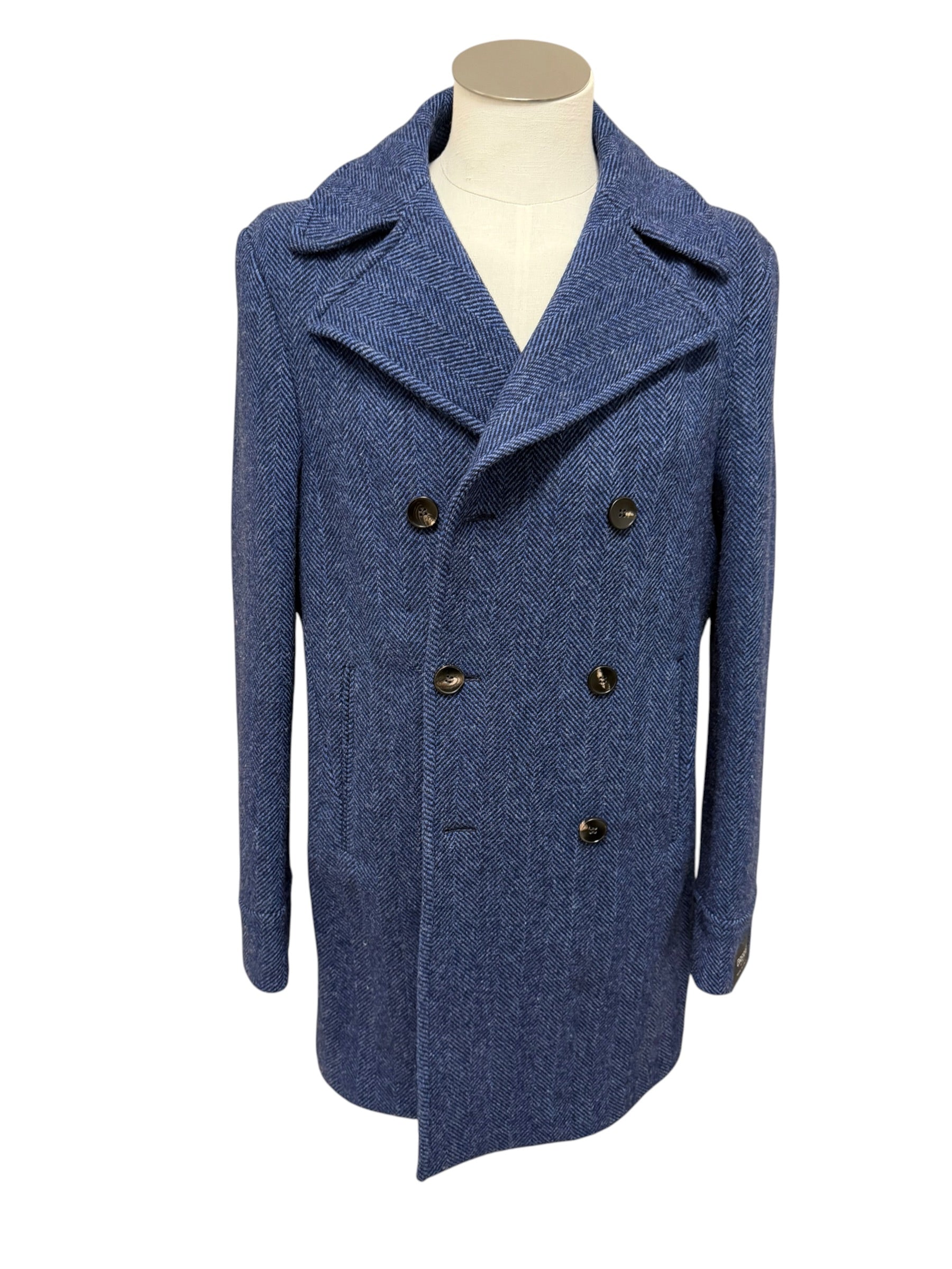 Breras Milano – Cappotto Doppio Petto Spinato in Lana Vergine – Blu, immagine 3
