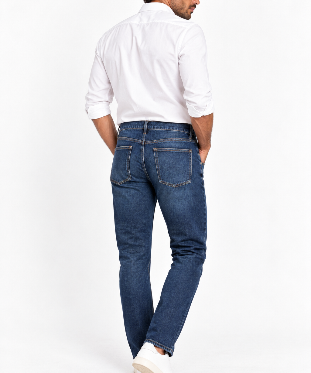 Jeans Uomo Lardini in Denim Blu Medio – Lavaggio Effetto Used