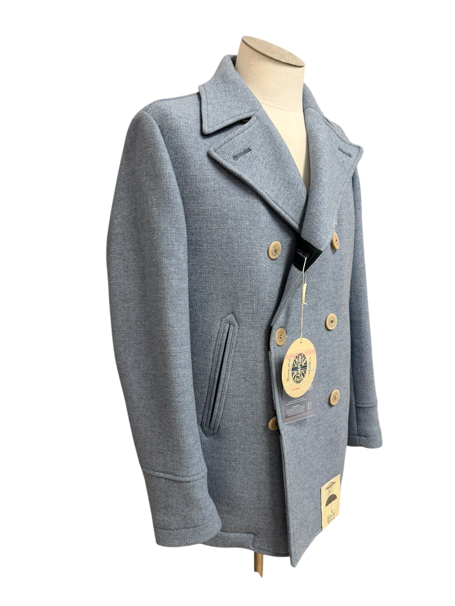 Caban Peacoat Uomo Camplin Rain Wool Island – Azzurro, immagine 4