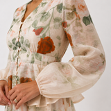 Completo Rosas -Blusa Peplum e Gonna Lunga Floreale
