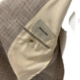 Paoloni – Giacca Sfoderata Monopetto in Lana, Cotone e Lino – Beige/Marrone