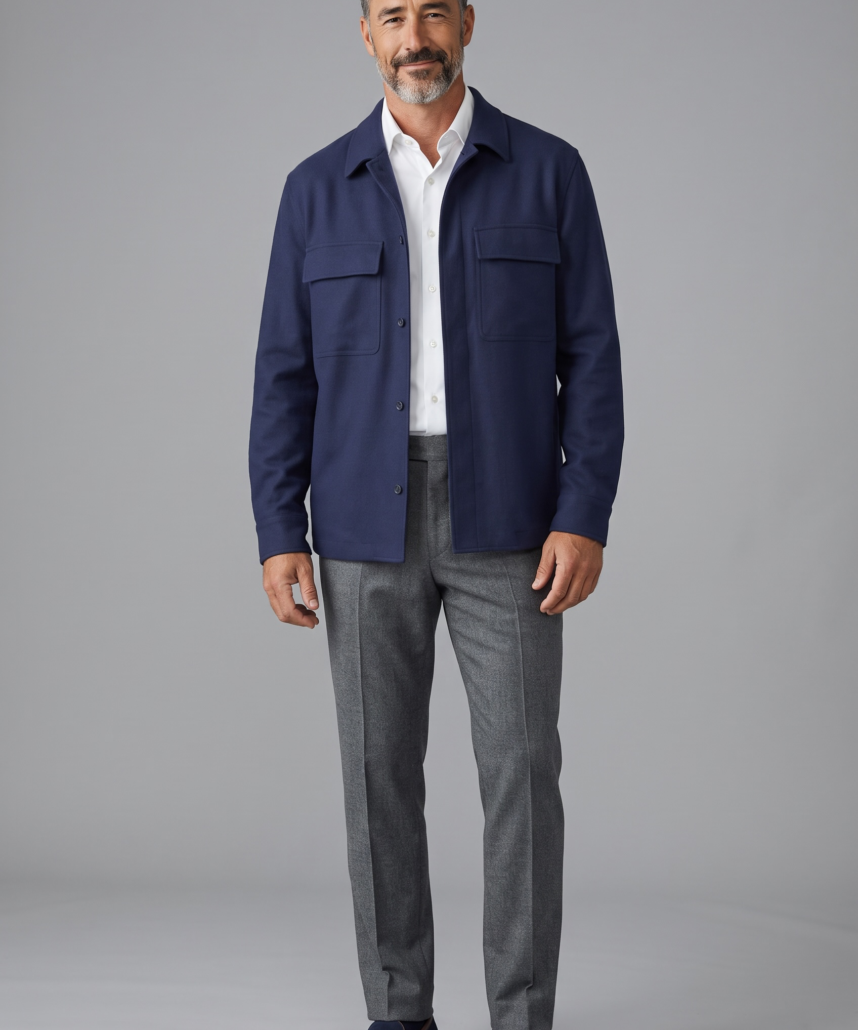 Giacca / Overshirt Lardini in Misto Lana e Kashmir blu
