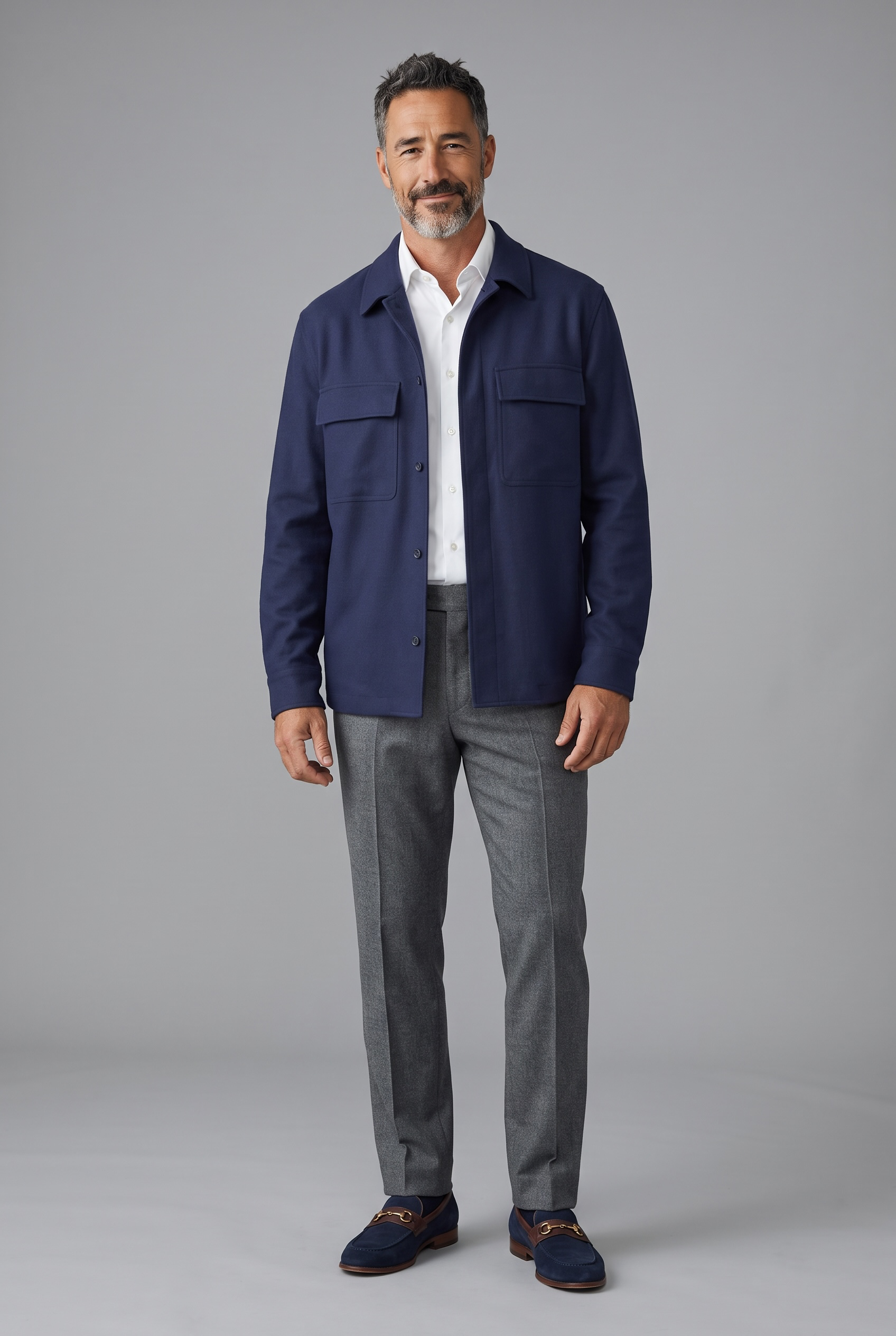Giacca / Overshirt Lardini in Misto Lana e Kashmir blu