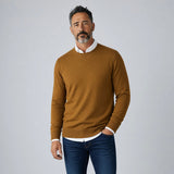 Paolo Pecora Milano – Maglia Girocollo in Puro Cotone – Senape/Tabacco