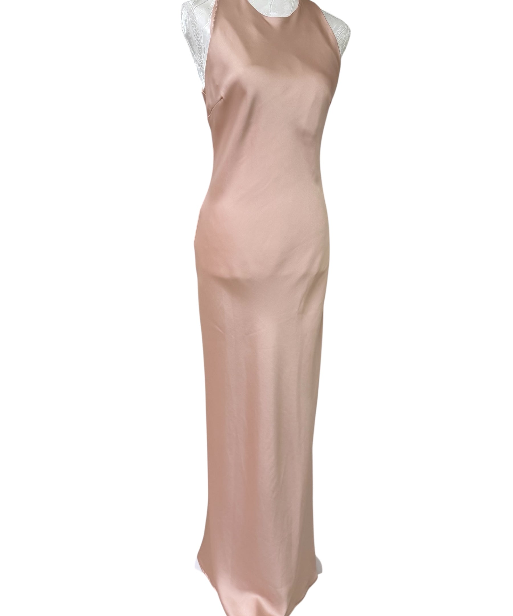 Powder pink satin long dress