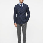 Lardini - Giacca Doppiopetto in Cotone e Lino Chevron - Blu
