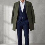 Manuel Ritz – Cappotto Monopetto in Misto Lana con Pin Rever – Verde Militare, immagine 2
