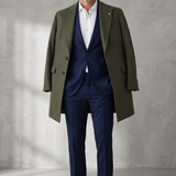 Manuel Ritz – Cappotto Monopetto in Misto Lana con Pin Rever – Verde Militare, immagine 2