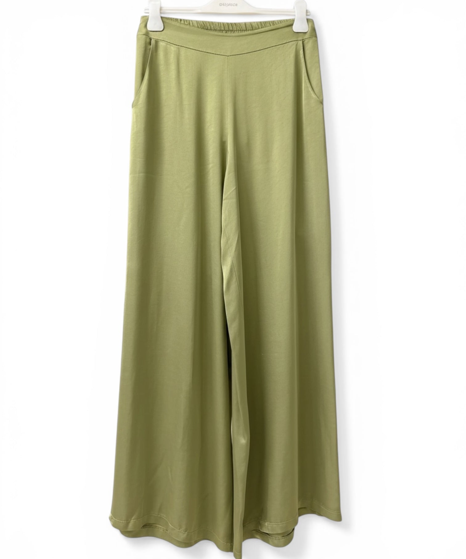 Sage green viscose palazzo trousers