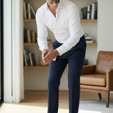Lardini Tailored Trousers in Wool and Technical Fabric - Navy Blue