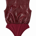 Body smanicato effetto vernice-Bordeaux / Verde Oliva Lovery, immagine 5