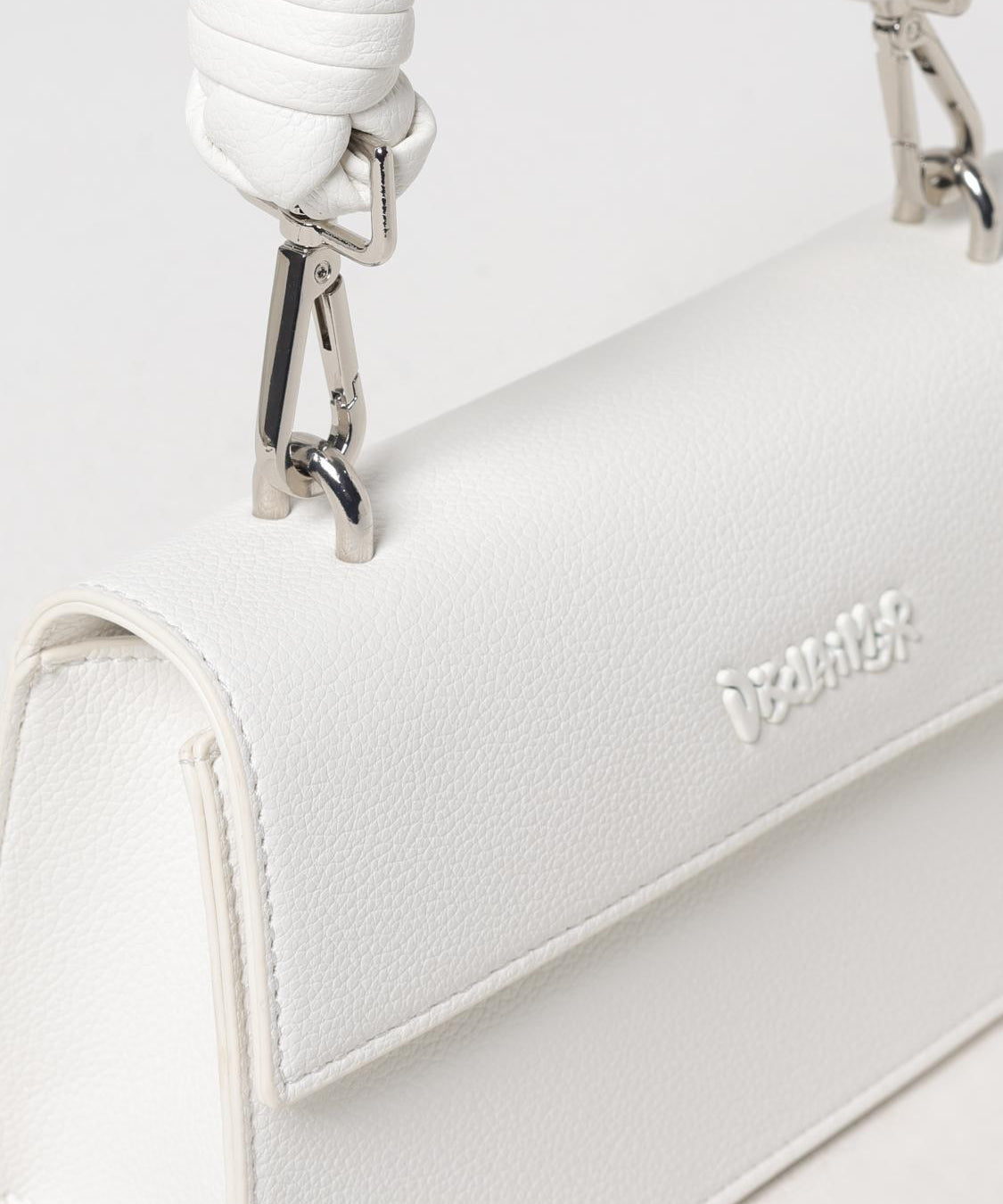 Borsa Mini Disclaimer in Pelle Sintetica con Manico Intrecciato, immagine 2