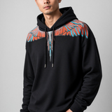 Marcelo Burlon County of Milan – Felpa Over con Cappuccio e Stampa Wings – Nero
