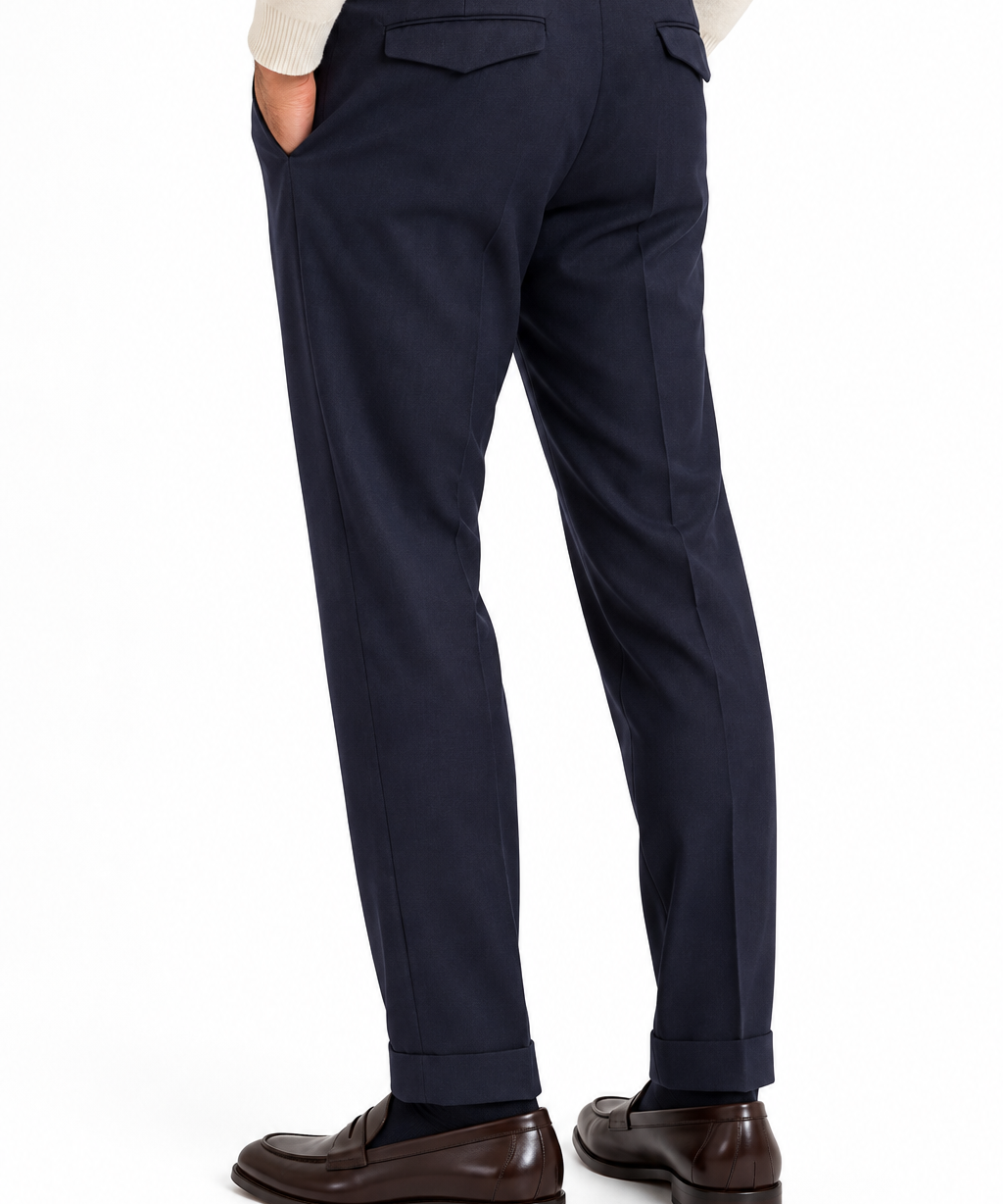 Pantalone Sartoriale Uomo Lardini in Lana Blu Navy – Made in Italy