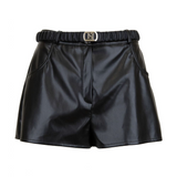 Elisabetta Franchi faux leather shorts with logo belt