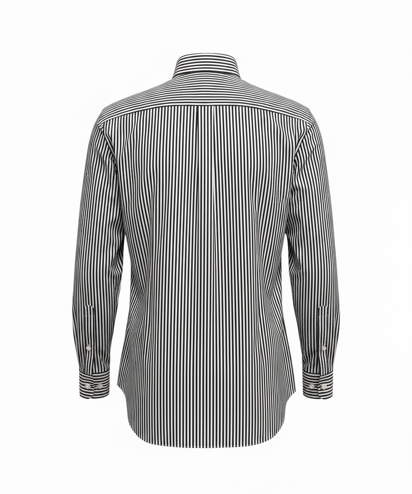Barba Napoli "Culto" Striped Black and White Shirt – 100% Cotton – Size XL (42)