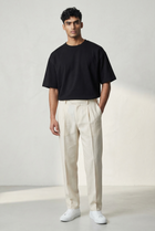 Calça de alfaiataria Lardini de lã, seda e linho, bege-claro