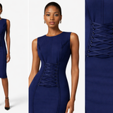 Crêpe stretch dress with criss-cross laces