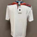 County of Milan – T-Shirt Uomo Bianca con Stampa Ali Multicolor in Cotone