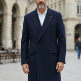 Lardini Double-Breasted Wool Coat - Midnight Blue