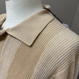 Polo Uomo Alpha Studio in Cotone e Canapa – Beige con Righe a Contrasto