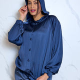 Satin hooded shirt