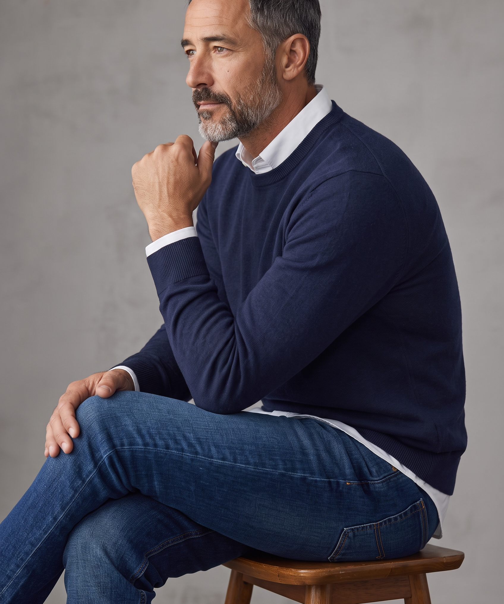 Maglia Girocollo Uomo Lardini in Cashmere – Blu Notte, immagine 2