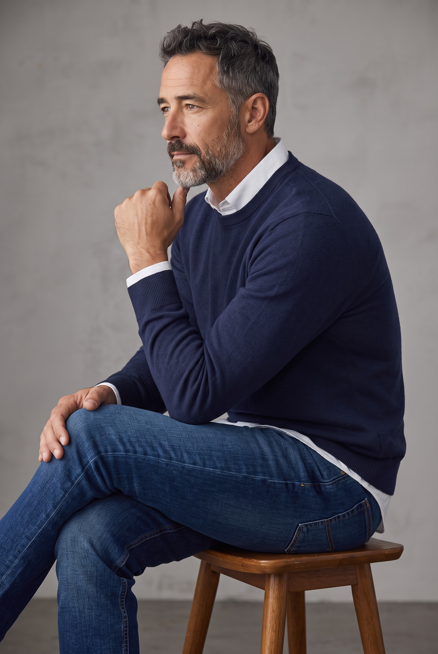 Maglia Girocollo Uomo Lardini in Cashmere – Blu Notte, immagine 2