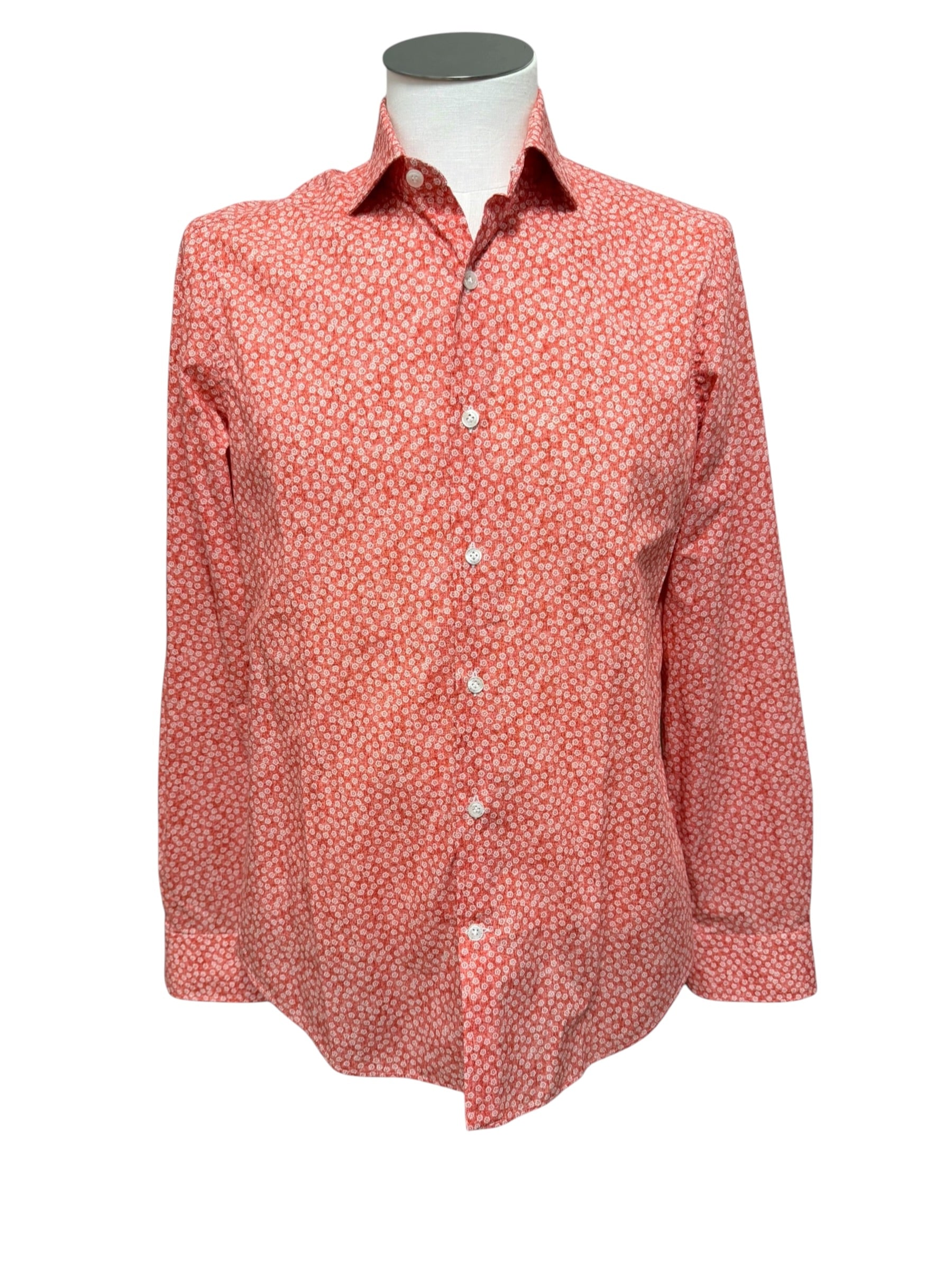 Camicia Uomo Sonrisa Fior di Cotone a Fantasia Floreale – Rosso Corallo, immagine 3