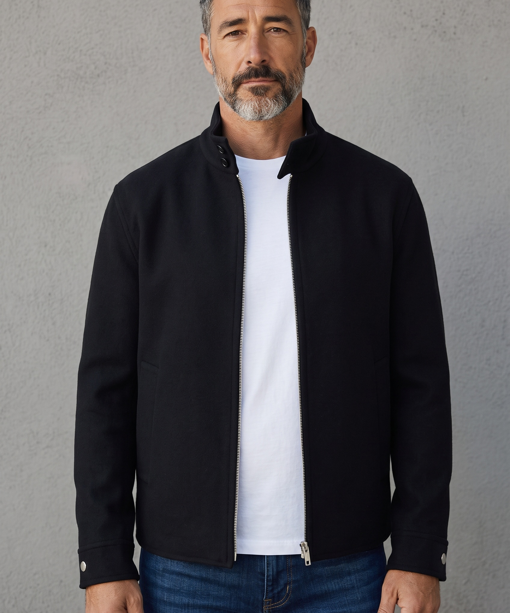 Giubbotto Uomo Lardini BERIT in Pura Lana Vergine con Zip – Nero