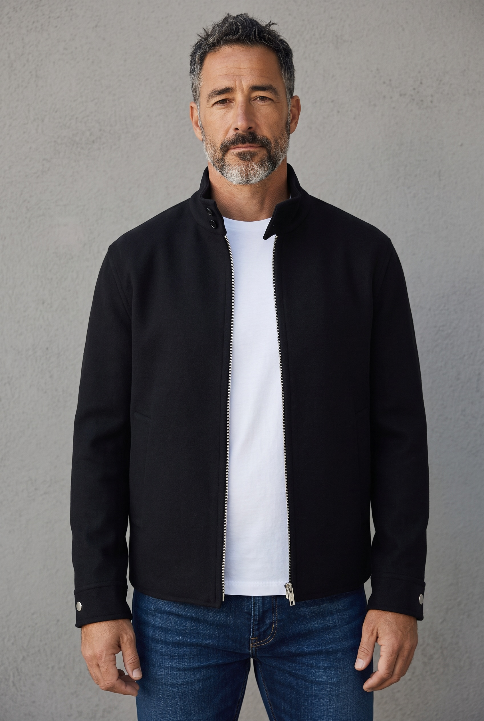 Giubbotto Uomo Lardini BERIT in Pura Lana Vergine con Zip – Nero