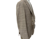 Paoloni – Giacca Sfoderata Monopetto in Lana, Cotone e Lino – Beige/Marrone
