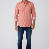 Camicia Uomo Sonrisa Fior di Cotone a Fantasia Floreale – Rosso Corallo