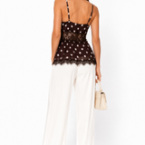 Polka Dot Alley Top with Lace and V-Neck