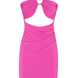 Fuchsia mini dress by House of Amen with cut-out and front ring