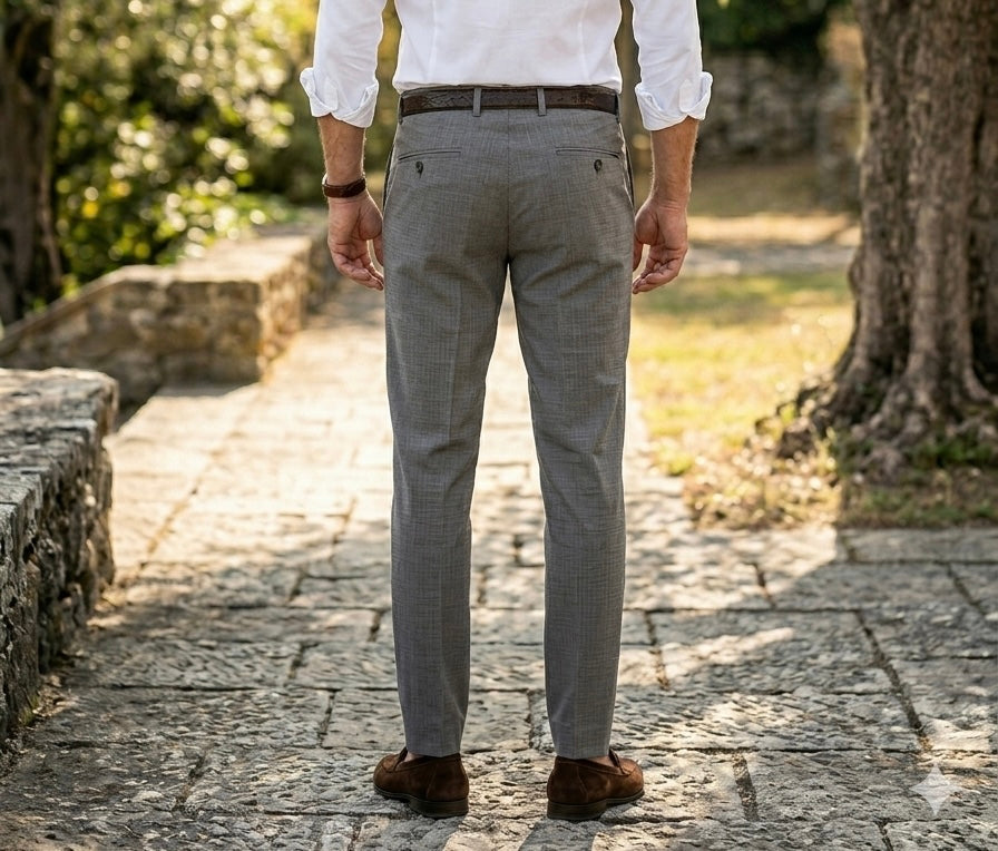 Berwich Grey Cotton Trousers | Size 50 | Italian Tailoring